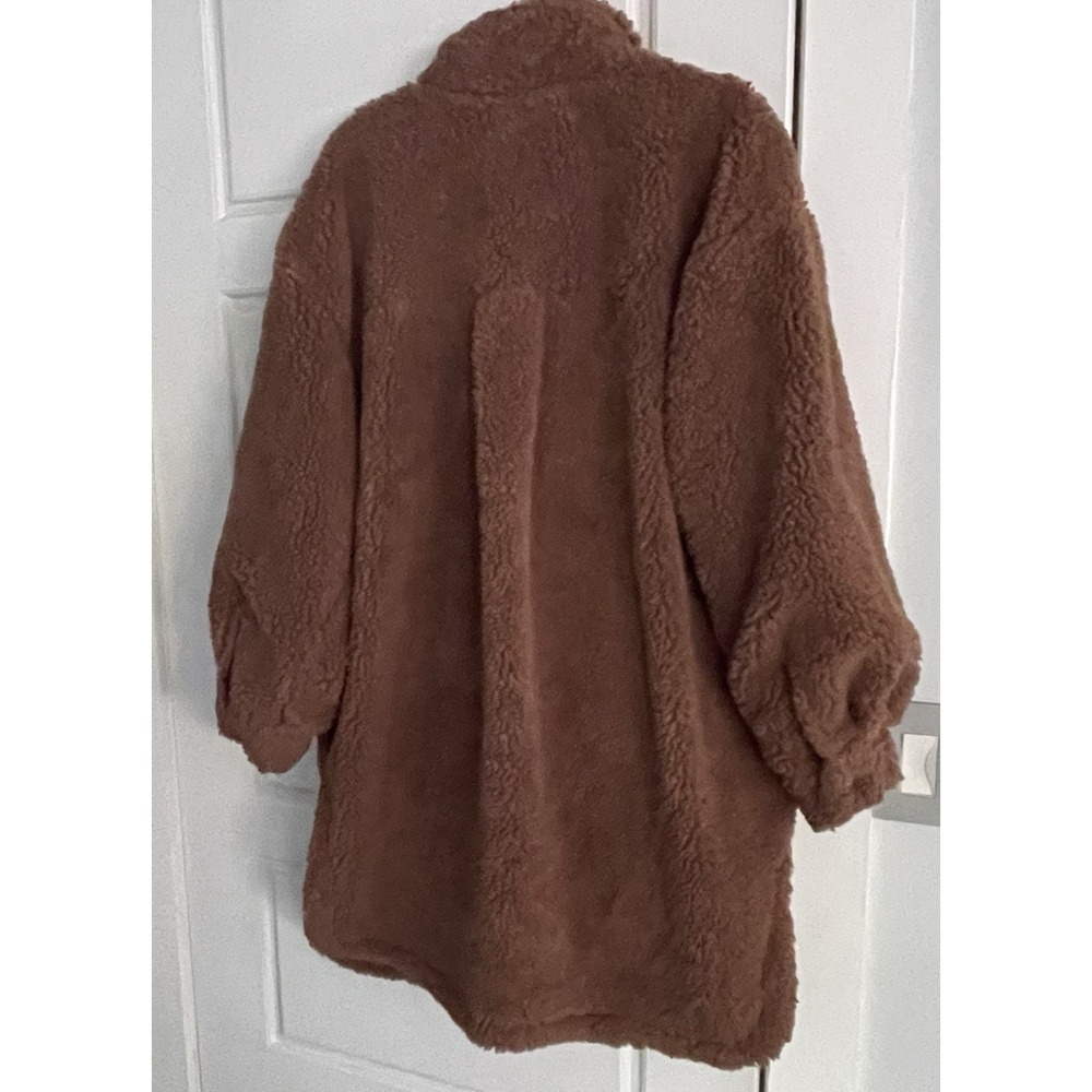 Me Jane Women's XL Brown Shearling Faux Fur Fuzzy Oversize Shacket Coat Jacket - Picture 4 of 6